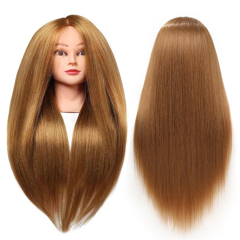 Armmu رأس دمية مع شعر 80% شعر بشري رأس دمية 26"-28" رأس تدريب لمصففي الشعر مع 9 أدوات ومشبك - #27 عسل ذهبي - Image 2